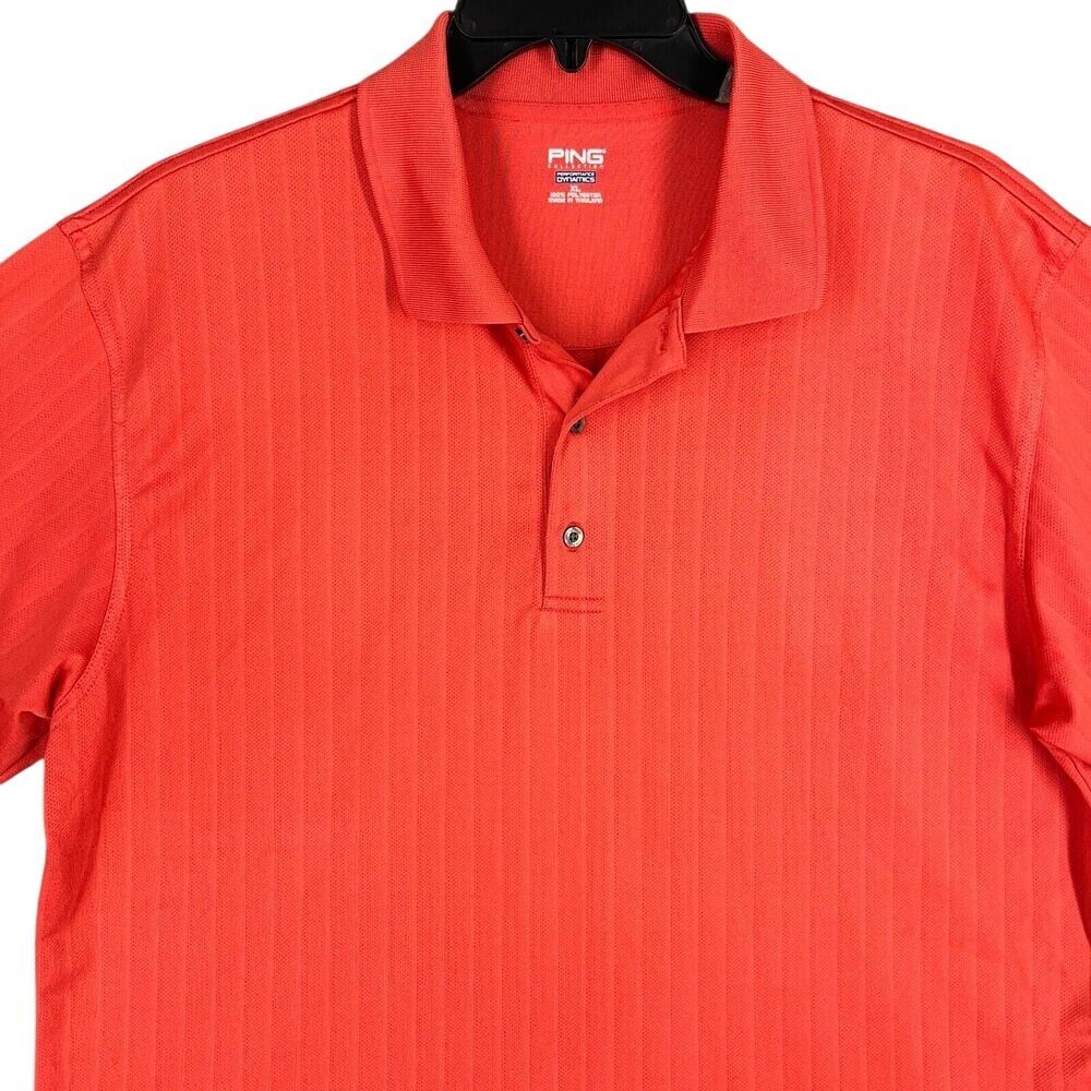 PING POLO SHIRT‎ MENS EXTRA LARGE ORANGE GOLFING COLLAR SHORT-SLEEVE PERFORMANCE